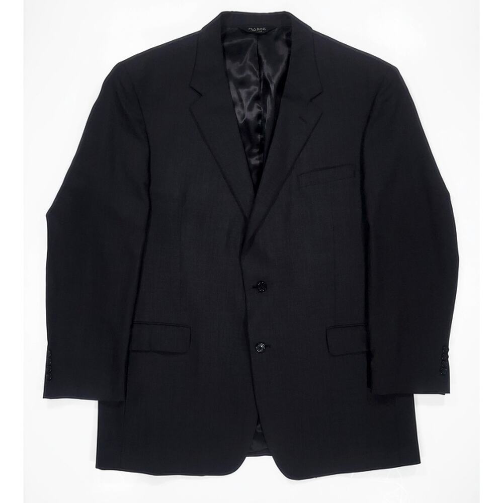 Jos. A. Bank 48L Black 2-Button Wool Suit Jacket 100% Wool Blazer Sport Coat